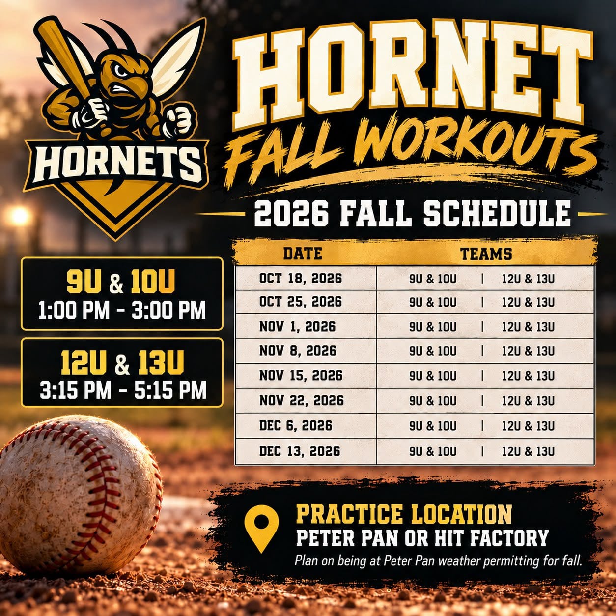 Fall Workout Schedule